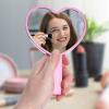 1 PCS Heart Shaped Hand Held Mirrors with Handle, Small Water Ripples Handheld Mirror, Cute Single-Sided Magnifying Makeup Lash Mirror with Handle for Makeup Travel Men & Women (Pink, 4 x 7 Inches) view 4