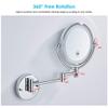 8-Inch Two-Sided Swivel Wall Mounted Makeup Mirror with Magnification, Makeup Mirror with LED Lights, 11.1-Inch Extension, 360 Degree Swivel Rotation (Bright Silver 5X) view 2