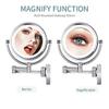 8-Inch Two-Sided Swivel Wall Mounted Makeup Mirror with Magnification, Makeup Mirror with LED Lights, 11.1-Inch Extension, 360 Degree Swivel Rotation (Bright Silver 5X) view 3