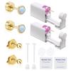 Bmpzery Ear Piercing Kit,White Gold Piercing Kit with Opal Stud Earrings and Gold Flat Backs,Disposable Home Ear Self Piercings Set,Easy for Men and Women Safe Ears Piercings Home Using view 1