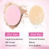 4Pcs Egg Makeup Sponge, Makeup Flat Sponges for Foundation Puff Blush Cosmetic Facial Forehead Cheeks, Dry & Wet Use, Skin Tone & Pink view 4
