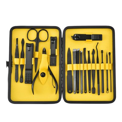 18-Piece Black Nail Clipper Set Manicure Clipper Beauty Set