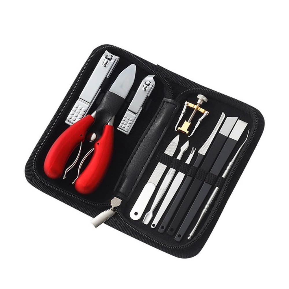 Pedicure Set Nail Clipper Set Pedicure Tool Set 11-Piece Manicure Tool Set(White-Dinosaur Doodle4)