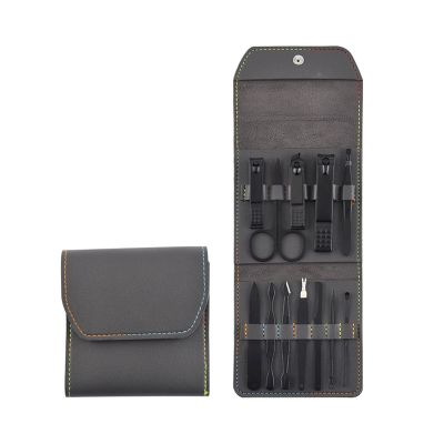 Black 12 Nail Clippers Manicure Set Decoration Nail Set(Gray)