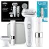 Braun Silk-pil 9 Epilator, Pivoting Head, Wet and Dry, SES9-441, Includes Body Trimmer, Shaver Head and Trimmer Comb, Gillette Venus Mini Facial Hair Remover view 1