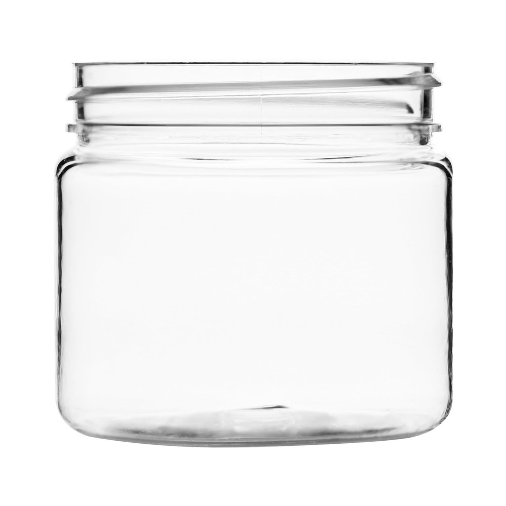 2 oz Clear Plastic Jar Black Ribbed Cap Cosmetic Refillable Jars BPA Free (12)