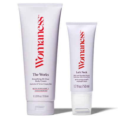 Womaness Let's Neck Firming Serum and The Works All-Over Toning Body Cream - Cream for Women to Smooth Wrinkles & Tighten Sagging Skin