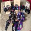 Floral and Galaxy Print Hair Scrunchies Set, Black and Purple, Fashion Hair Accessories view 1