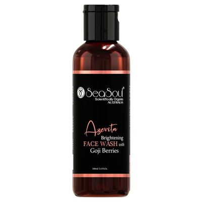Azevita Brightening Face Wash with Goji Berries, Natural Organic Cleanser, pH Balancing, Deep Pore Cleansing, 100ml
