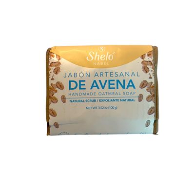 Shelo Nabel Handmade Oatmeal Soap with Natural Scrub, 3.52 oz/Jabn Artesanal De Avena Exfoliante Natural 100g