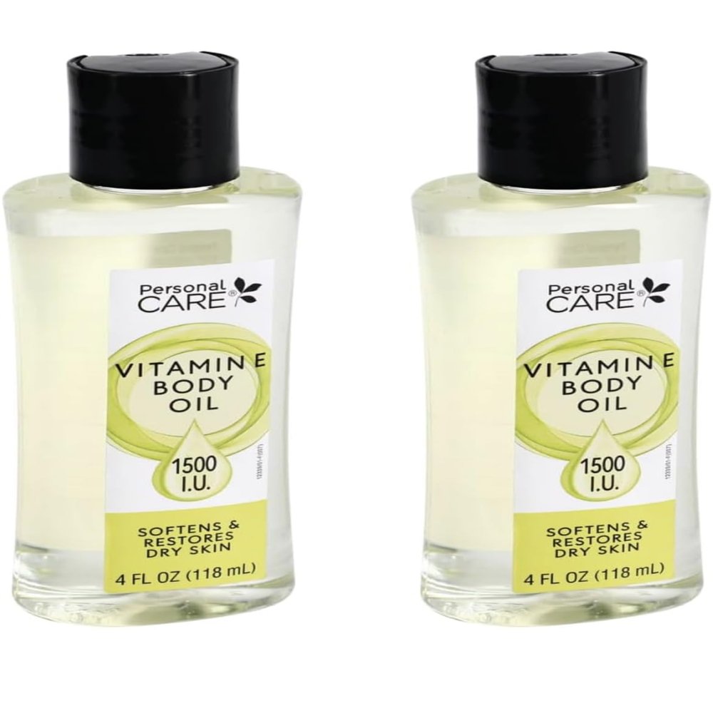 Vitamin E Body Oil with Coconut Oil for Dry Skin, Softening and Restoring Formula, 4 Fl Oz, 2 Pack
