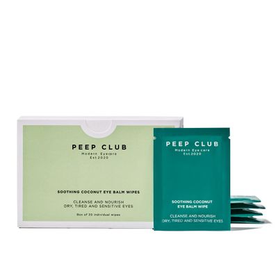 Peep Club All Natural Eye Makeup Remover Wipes  Perfect for Sensitive Eyes, Optometrist Formulated, Tea Tree Oil Free, Cleansing, Nourishing, Coconut Oil, Chamomile, Bilberry, 30 Pack