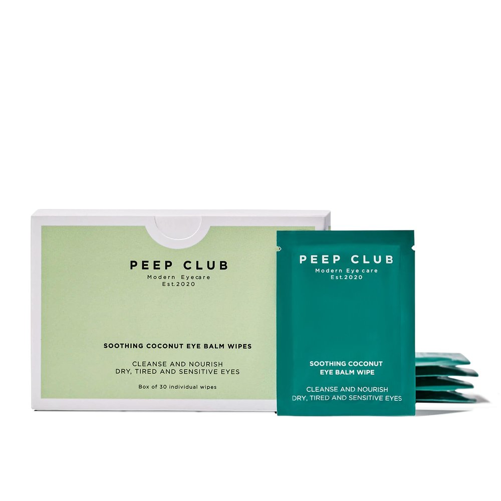 Peep Club All Natural Eye Makeup Remover Wipes  Perfect for Sensitive Eyes, Optometrist Formulated, Tea Tree Oil Free, Cleansing, Nourishing, Coconut Oil, Chamomile, Bilberry, 30 Pack