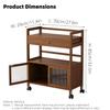 Esthetician Trolley Cart with Wheels, 3 Tier Utility Rolling Cart with 1 Cabinet 1 Drawer 2 Trays, Mobile Bamboo Storage Cabinet for Beauty SPA Instrument Storage(Brown B,27.6x11.4x33.5in) view 2