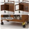 Esthetician Trolley Cart with Wheels, 3 Tier Utility Rolling Cart with 1 Cabinet 1 Drawer 2 Trays, Mobile Bamboo Storage Cabinet for Beauty SPA Instrument Storage(Brown B,27.6x11.4x33.5in) view 4