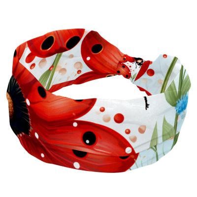 1 Pack Headbands for Women Non Slip Elastic Sports Hair Bands for Women, Soft Cloth Headband for Workout Yoga Fashion Hair Accessories,Red Art Seven Star Ladybug-302