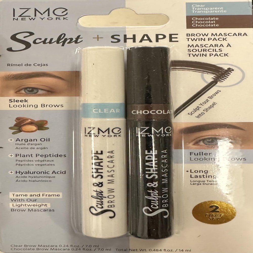 IZME New York SCULPT & SHAPE BROW MASCARA TWIN PACK/CLEAR, CHOCOLATE / 7.0 ml Each