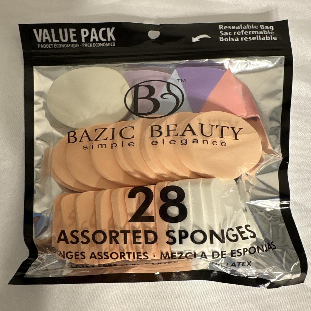 Bazic Beauty Simple Elegance 28 Assorted Makeup Sponges- Soft, Latex-Free, Reusable for Foundation & Concealer