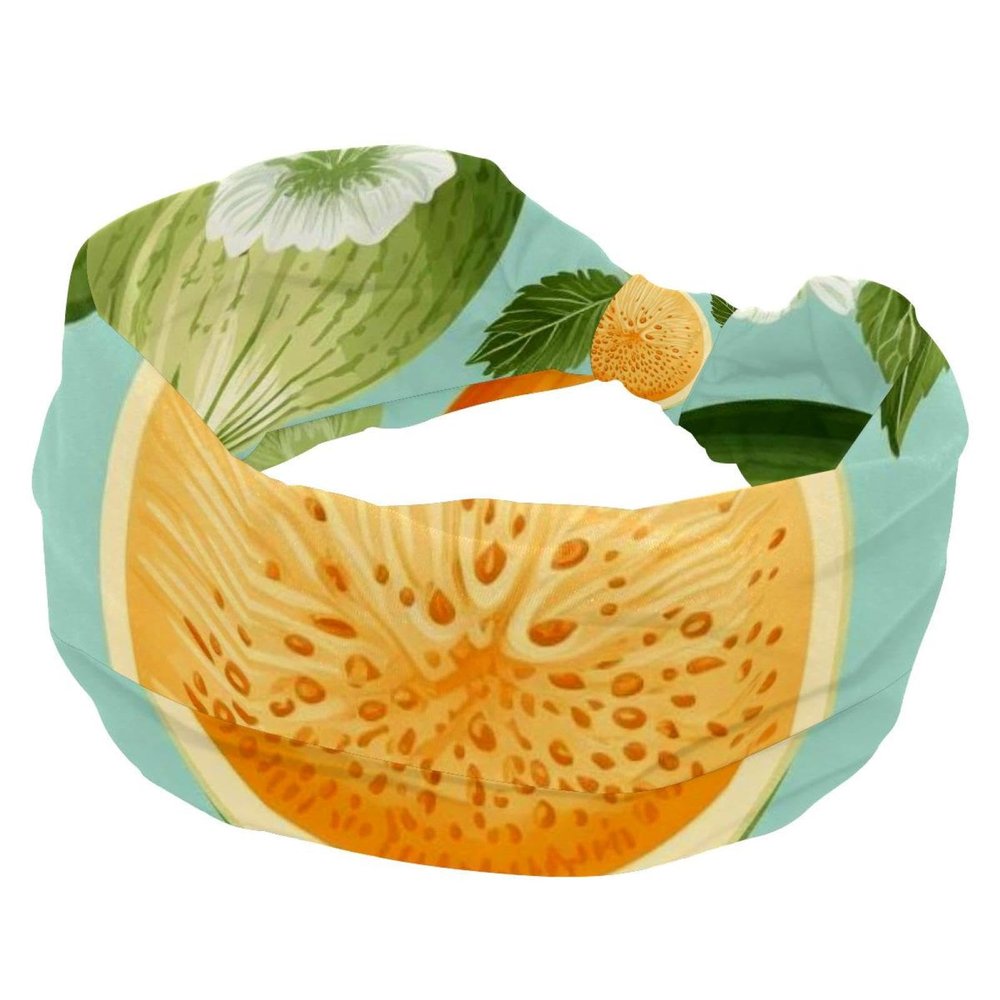 1 Pack Headbands for Women Non Slip Elastic Sports Hair Bands for Women, Soft Cloth Headband for Workout Yoga Fashion Hair Accessories,Yellow Hami Melon-665