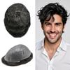 0.06mm Thin Skin Hairpieces for Men Toupee Hair Replacement Systems All V-loop Invisible Hairpiece for Mens Real Human Hair Systems #1B20#1B Off Black+20% Grey 8X10-90% Density view 1