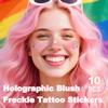10Pcs Rainbow Face Makeup Patches, Glitter Freckles Face Tattoo for Teenagers & Young Women, Sparkle Freckles Waterproof Face Glitter Freckles for Christmas (10PcsI Blush) view 2
