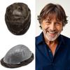 0.06mm Thin Skin Hairpieces for Men Toupee Hair Replacement Systems All V-loop Invisible Hairpiece for Mens Real Human Hair Systems #320#3 Dark Brown+20% Grey 6X8-110% Density view 1