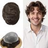0.06mm Thin Skin Hairpieces for Men Toupee Hair Replacement Systems All V-loop Invisible Hairpiece for Mens Real Human Hair Systems #3 Dark Brown 7X9-100% Density view 1