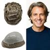 0.06mm Thin Skin Hairpieces for Men Toupee Hair Replacement Systems All V-loop Invisible Hairpiece for Mens Real Human Hair Systems #730#7 Very Light Brown+30% Grey 8X10-100% Density view 1