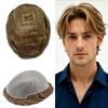 0.06mm Thin Skin Hairpieces for Men Toupee Hair Replacement Systems All V-loop Invisible Hairpiece for Mens Real Human Hair Systems #17 Dark Ash Blonde 7X9-100% Density view 1
