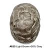 0.06mm Thin Skin Hairpieces for Men Toupee Hair Replacement Systems All V-loop Invisible Hairpiece for Mens Real Human Hair Systems #650#6 Light Brown+50% Grey 8X10-90% Density view 2