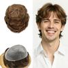 0.06mm Thin Skin Hairpieces for Men Toupee Hair Replacement Systems All V-loop Invisible Hairpiece for Mens Real Human Hair Systems #12R Dark Ash Blonde 8X10-100% Density view 1