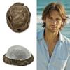 0.06mm Thin Skin Hairpieces for Men Toupee Hair Replacement Systems All V-loop Invisible Hairpiece for Mens Real Human Hair Systems #1840#18 Medium Blonde+40% Grey 8X10-90% Density view 1