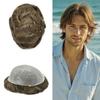 0.06mm Thin Skin Hairpieces for Men Toupee Hair Replacement Systems All V-loop Invisible Hairpiece for Mens Real Human Hair Systems #1830#18 Medium Blonde+30% Grey 8X10-100% Density view 1