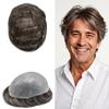 0.06mm Thin Skin Hairpieces for Men Toupee Hair Replacement Systems All V-loop Invisible Hairpiece for Mens Real Human Hair Systems #330#3 Dark Brown+30% Grey 8X10-75% view 1