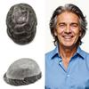 0.06mm Thin Skin Hairpieces for Men Toupee Hair Replacement Systems All V-loop Invisible Hairpiece for Mens Real Human Hair Systems #250#2 Darkest Brown+50% Grey 6X9-90% Density view 1