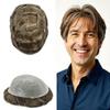 0.06mm Thin Skin Hairpieces for Men Toupee Hair Replacement Systems All V-loop Invisible Hairpiece for Mens Real Human Hair Systems #620#6 Light Brown+20% Grey 6X9-80% Density view 1