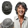 0.06mm Thin Skin Hairpieces for Men Toupee Hair Replacement Systems All V-loop Invisible Hairpiece for Mens Real Human Hair Systems #1B50#1B Off Black+50% Grey 6X8-80% Density view 1