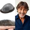 0.06mm Thin Skin Hairpieces for Men Toupee Hair Replacement Systems All V-loop Invisible Hairpiece for Mens Real Human Hair Systems #310#3 Dark Brown+10% Grey 8X10-120% Density view 1