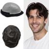 0.06mm Thin Skin Hairpieces for Men Toupee Hair Replacement Systems All V-loop Invisible Hairpiece for Mens Real Human Hair Systems #1B Off Black 7X10-100% Density view 1