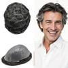 0.06mm Thin Skin Hairpieces for Men Toupee Hair Replacement Systems All V-loop Invisible Hairpiece for Mens Real Human Hair Systems #1B40#1B Off Black+40% Grey 6X8-100% Density view 1