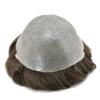0.06mm Thin Skin Hairpieces for Men Toupee Hair Replacement Systems All V-loop Invisible Hairpiece for Mens Real Human Hair Systems #410#4 Medium Brown+10% Grey 8X10-90% Density view 4