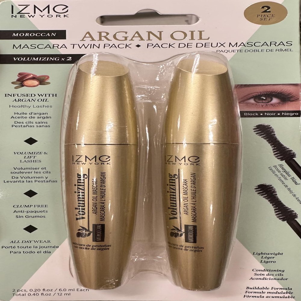 IZME New York ARGAN OIL MASCARA VOLUMIZING TWIN PACK / 6 ml Each, Black