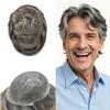 0.06mm Thin Skin Hairpieces for Men Toupee Hair Replacement Systems All V-loop Invisible Hairpiece for Mens Real Human Hair Systems #460#4 Medium Brown+60% Grey 8X10-100% Density view 1