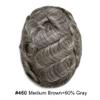 0.06mm Thin Skin Hairpieces for Men Toupee Hair Replacement Systems All V-loop Invisible Hairpiece for Mens Real Human Hair Systems #460#4 Medium Brown+60% Grey 8X10-100% Density view 2
