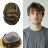 0.06mm Thin Skin Hairpieces for Men Toupee Hair Replacement Systems All V-loop Invisible Hairpiece for Mens Real Human Hair Systems #5 Medium Light Brown 8X10-100% Density view 1
