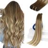 Sunny Hair Sew in Hair Extensions Real Human Hair 22inch Human Hair Extensions Sew in Dark Brown Roots to Light Brown Balayage Blonde Human Hair Weft Extensions Long Straight Hair 100g view 1