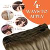 Sunny Hair Sew in Hair Extensions Real Human Hair 22inch Human Hair Extensions Sew in Dark Brown Roots to Light Brown Balayage Blonde Human Hair Weft Extensions Long Straight Hair 100g view 4