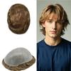 0.06mm Thin Skin Hairpieces for Men Toupee Hair Replacement Systems All V-loop Invisible Hairpiece for Mens Real Human Hair Systems #10R Dark Ash Blonde 8X10-100% Density view 1