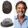 0.06mm Thin Skin Hairpieces for Men Toupee Hair Replacement Systems All V-loop Invisible Hairpiece for Mens Real Human Hair Systems #230#2 Darkest Brown+30% Grey 8X10-80% Density view 1