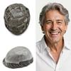 0.06mm Thin Skin Hairpieces for Men Toupee Hair Replacement Systems All V-loop Invisible Hairpiece for Mens Real Human Hair Systems #260#2 Darkest Brown+60% Grey 8X10-100% Density view 1